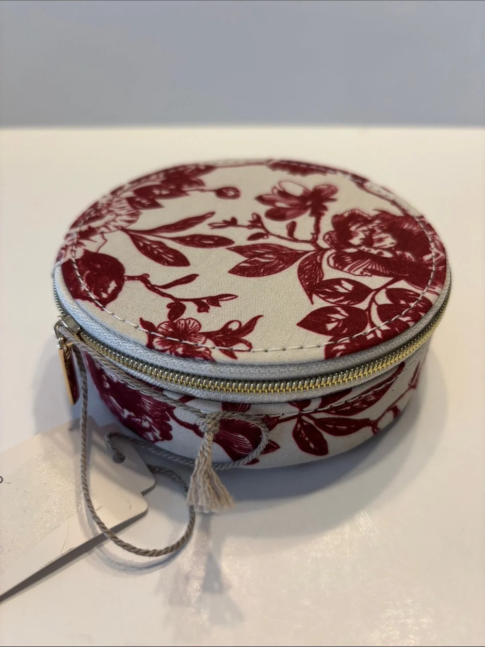 A New Day Floral Print Round Travel Jewelry Organizer